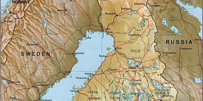 Map of Finland topographic