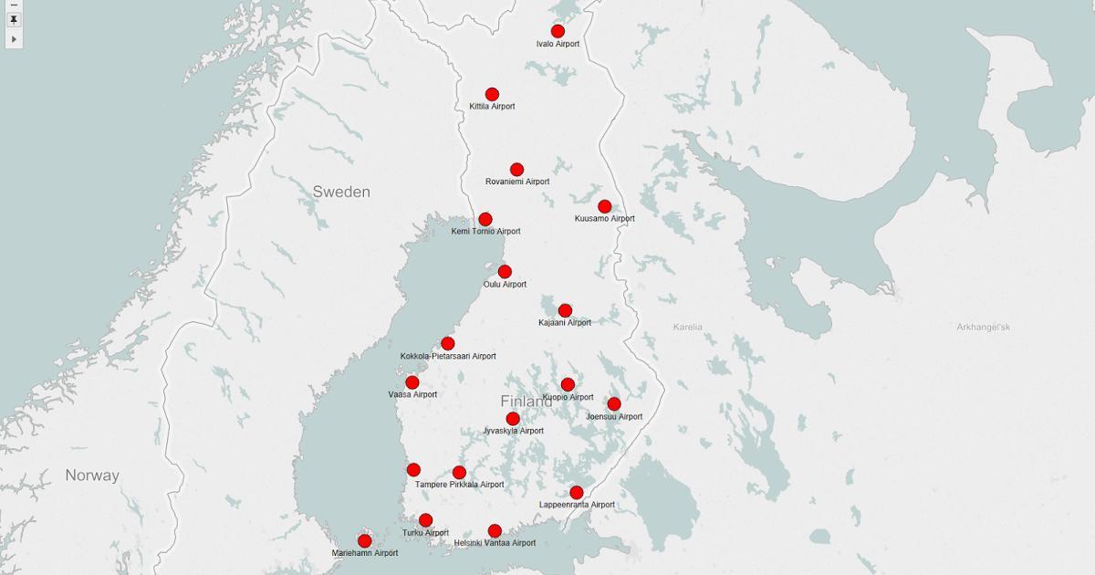Map of Finland airports