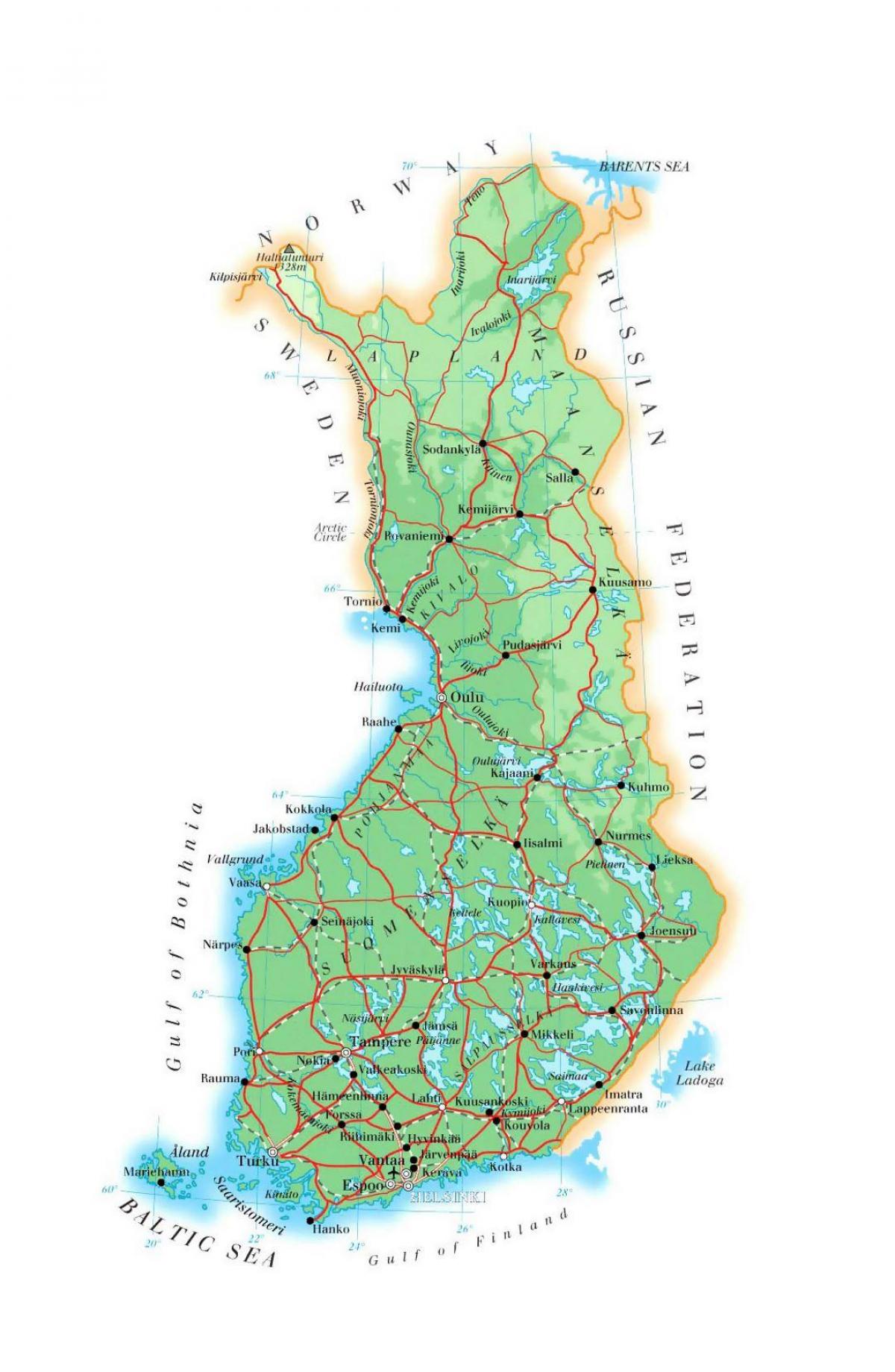 Map of Finland elevation