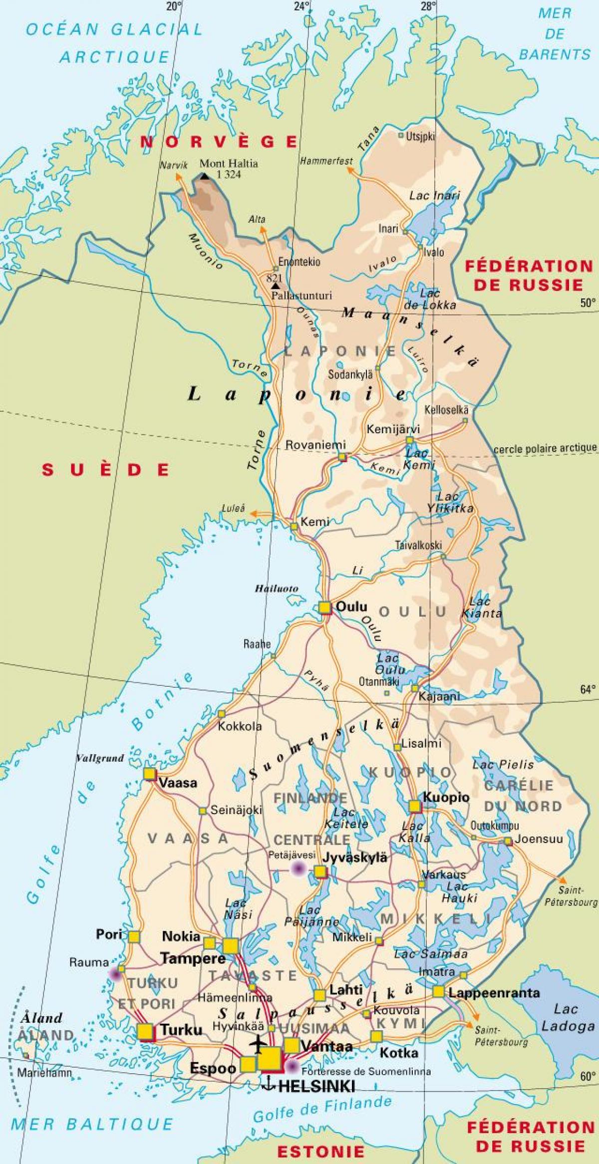 Map of Finland national parks