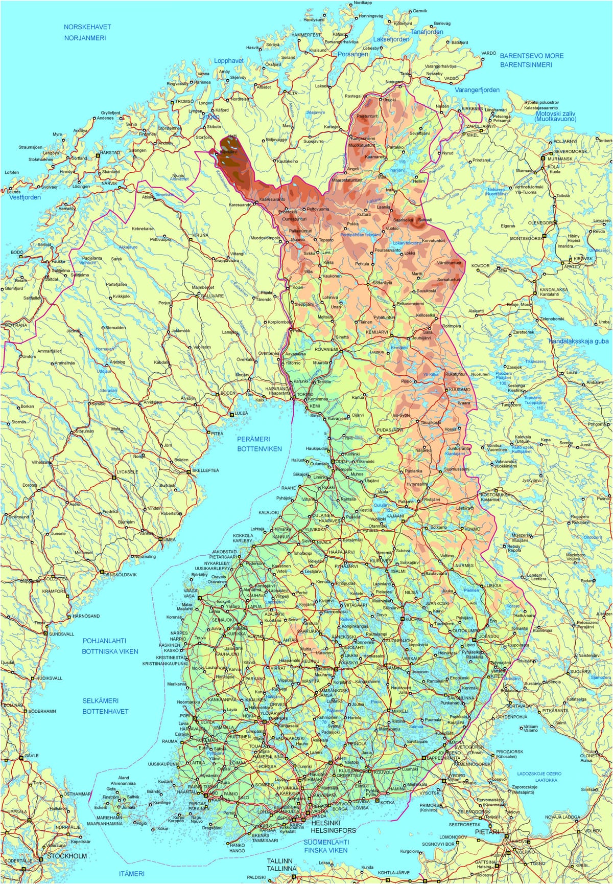 Map of Finland road
