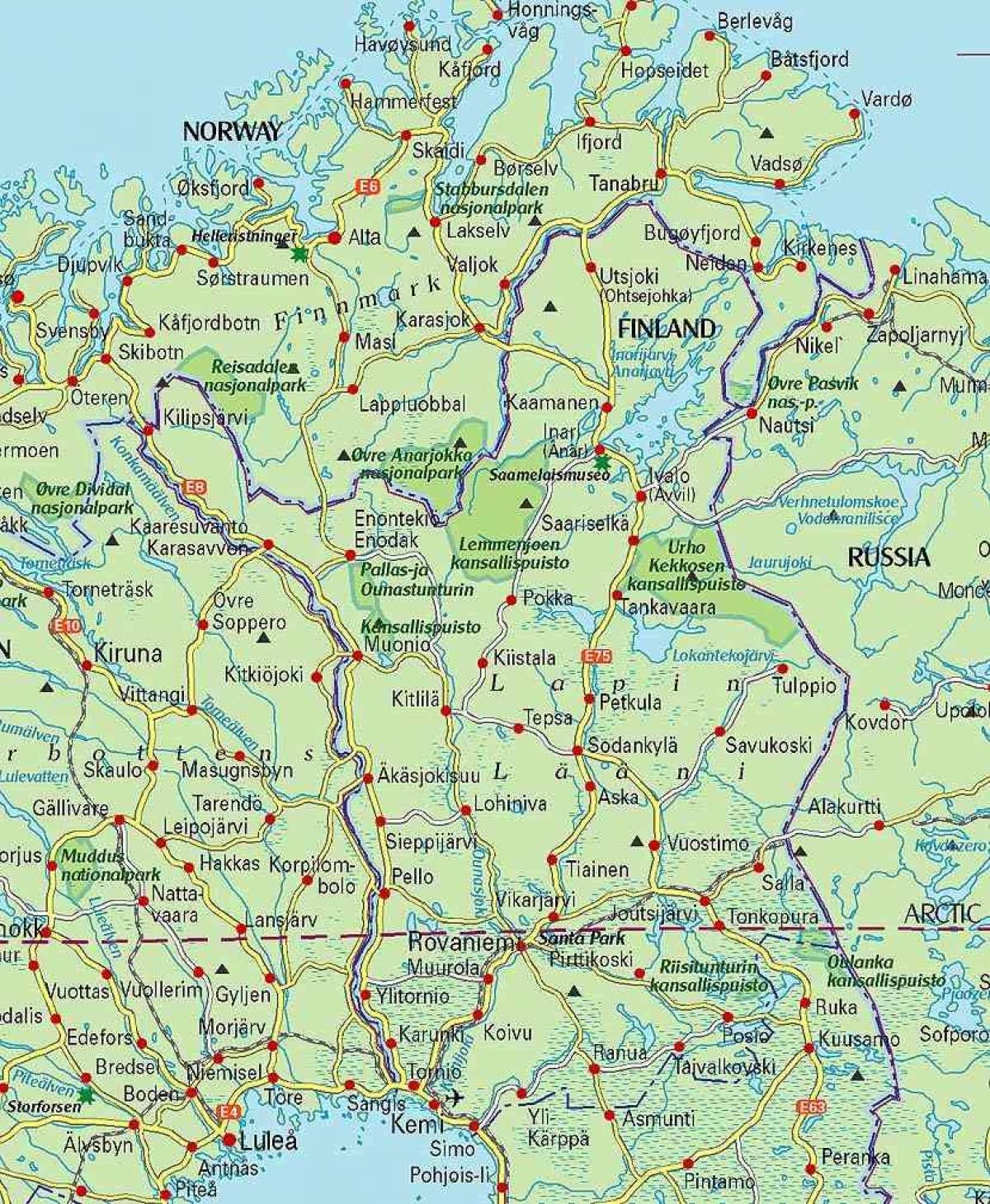 Lapland Finland map - Map of Finland and lapland (Northern Europe - Europe)