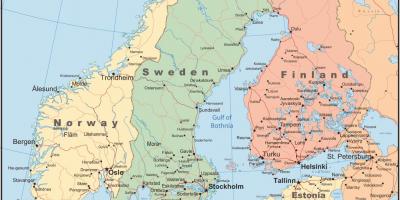 Map of Finland and surrounding countries